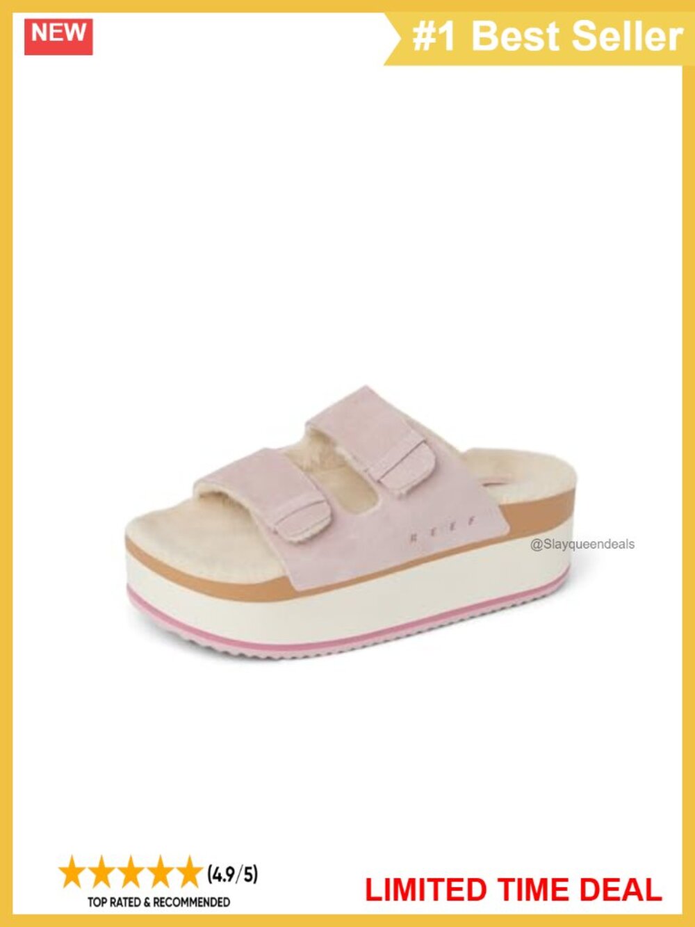 Women's Suede Platform Slide Sandals Faux Shearling Lined Slip On Casual